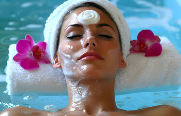 Beautiful young woman getting spa treatment.