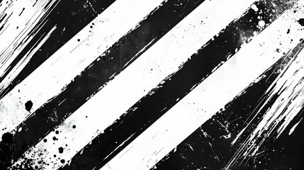 Abstract black and white diagonal stripes with splatters, creating a dynamic, artistic background