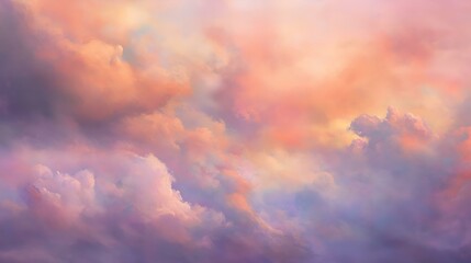 Fototapeta premium A stunning display of colorful clouds at sunset with soft pastel hues blending beautifully.