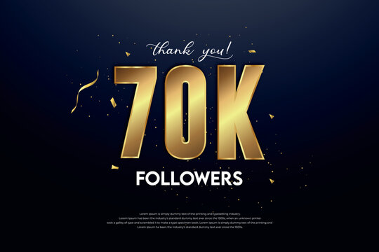 70k followers celebration with beautiful background. design vector.