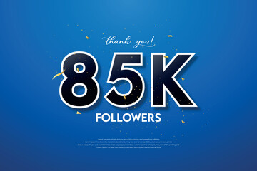 85k followers celebration with beautiful background. design vector.

