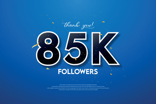 85k followers celebration with beautiful background. design vector.
