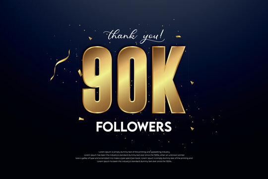 90k followers celebration with beautiful background. design vector.