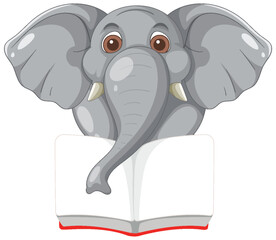 Elephant Reading a Book Illustration