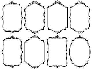 洋風の飾り付きのレトロな縦フレームセット