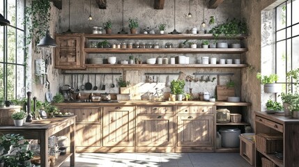 Fototapeta premium Rustic Farmhouse Kitchen Interior Design