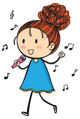Joyful Singing Girl with Microphone