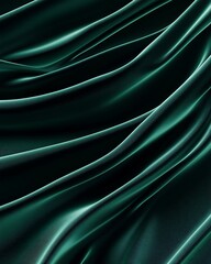 Obraz premium Background Concept Elegant green silk fabric draped in smooth, flowing textures and gentle waves.