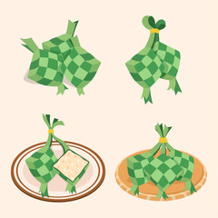Hand drawn ketupat doodle collection vector illustration