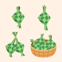 Hand drawn ketupat doodle collection vector illustration
