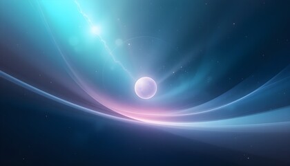 Futuristic Cosmic Light Wave Background &ndash; Glowing Orb in a Sci-Fi Space Scene with Ethereal Energy Flow