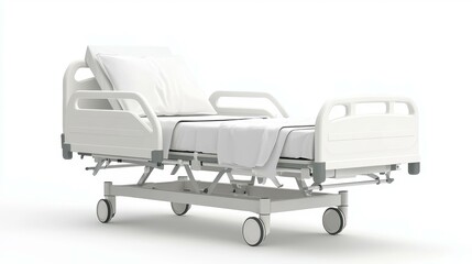Modern hospital bed for patient care.