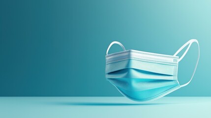 Protective medical mask on a blue background.