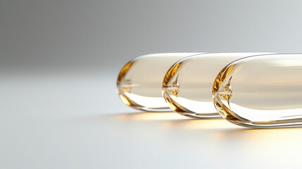 Three Transparent Capsules with Golden Liquid