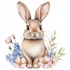 Obraz premium Adorable Rabbit with Floral Accents