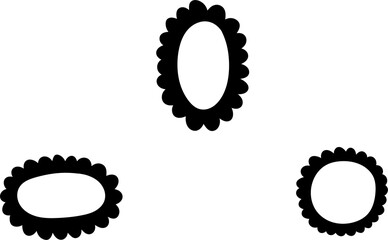 Border frame scallop edge rectangle, oval, round vector shape. Wave scallop squiggle cute simple rectangle border set. Simple wavy squiggly line retro photo picture frame. Vector illustration