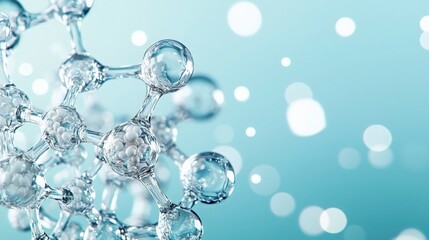 Abstract Molecular Structure on Teal Background.