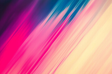 Dynamic abstract background with diagonal motion blur in vibrant shades of pink, blue, and yellow, creating a modern and energetic gradient effect