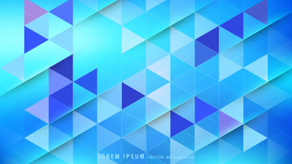 Modern geometric abstract background featuring overlapping triangular patterns in various shades of blue