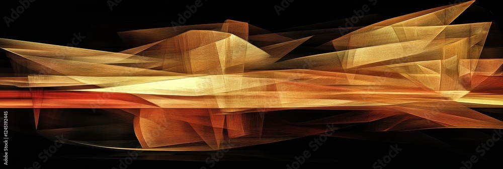 Poster abstract digital art with dynamic geometric shapes and warm color palette