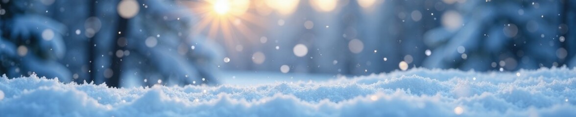 Delicate snowflakes gently fall on a winter wonderland, serenity, tranquil