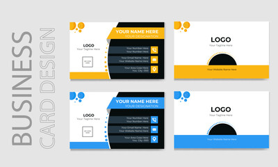 Modern and minimalist creative  individual   of business card   with yellow, blue and black color set of visiting card design template.