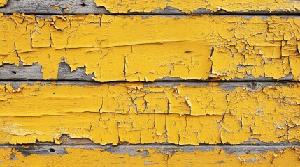 Obraz premium Vibrant Yellow Peeling Paint on Weathered Wood
