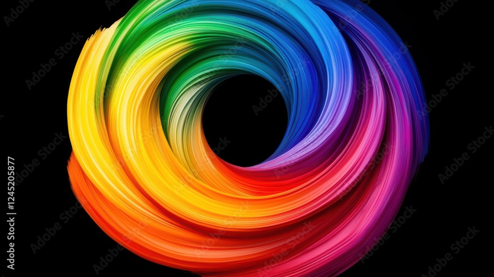 Aufkleber vibrant color swirl art digital creation abstract design dark background close-up view creative expr