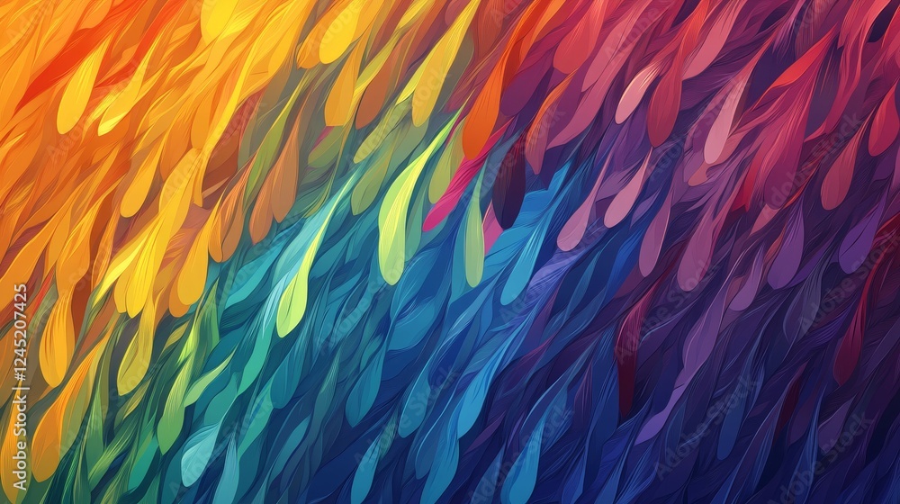Poster vibrant abstract rainbow pattern with dynamic brush strokes