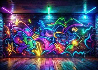 Glowing Neon Graffiti Texture Wallpaper - Abstract Urban Art Background