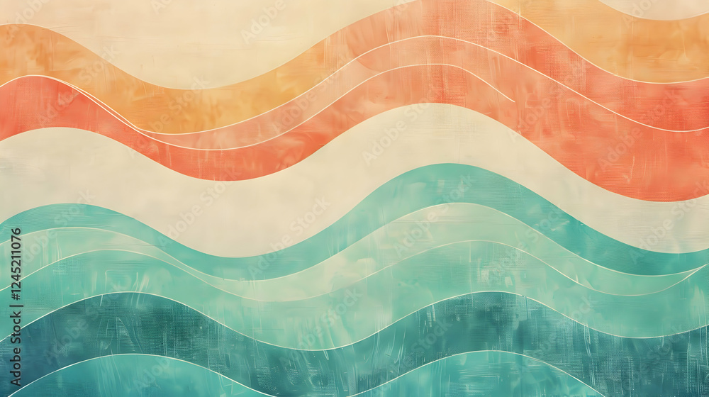 Poster abstract wavy pattern in soft pastel colors creating a serene background atmosphere