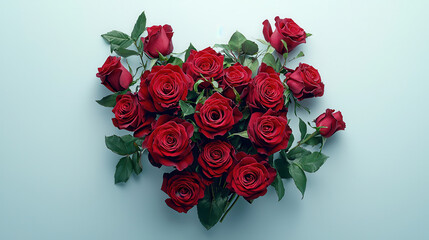 beautiful bouquet of red roses arranged in heart shape, symbolizing love and affection. Perfect for romantic occasions