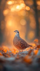 Autumn Partridge Forest Sunset Wildlife Nature