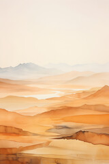 Naklejka premium watercolor warm color mountains landscape abstract graphic poster background