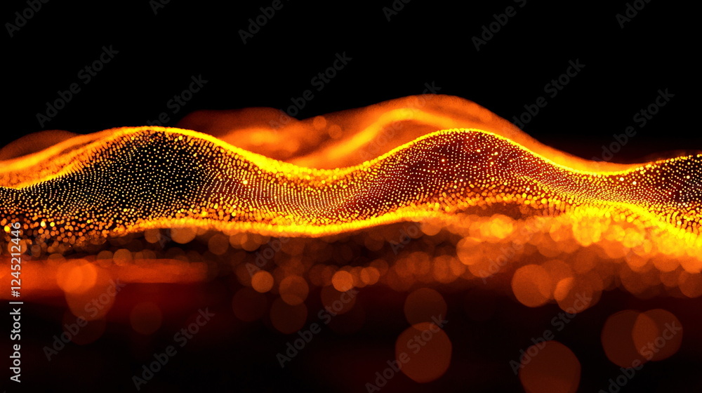 Aufkleber undulating waves of glowing orange light against a dark background create a mesmerizing visual effec