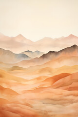 Naklejka premium watercolor warm color mountains landscape abstract graphic poster background
