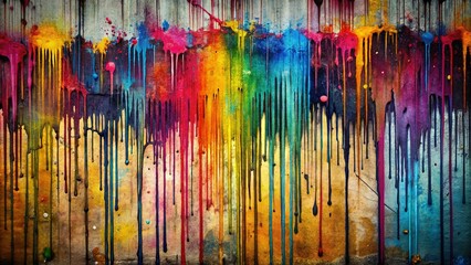 Silhouette of urban drip graffiti art on textured wallpaper background