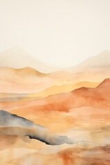 Naklejka premium watercolor warm color mountains landscape abstract graphic poster background