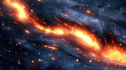 Fototapeta premium A futuristic abstract featuring molten iron flows and glowing seams