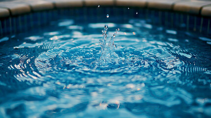 Water Droplet Splashing in a Pool: A Captivating Display of Blue Hues and Tranquil Ripples