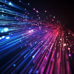Fototapeta premium bokeh abstract background, close up of colorful fiber optic light strands
