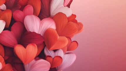 Radiant Heart Patterns - Abstract Valentines Background in Bold Red, Pink, and Orange on Gradient Canvas, Photorealistic Love Design