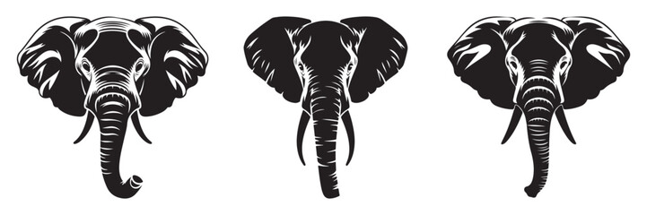 Obraz premium Elephant vector silhouette illustration isolated on white background.