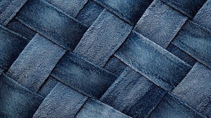 A close-up image of woven denim fabric, showcasing a rich texture and deep blue hues.