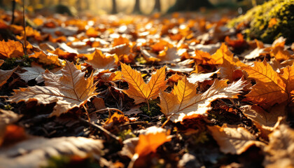Golden Autumn Leaves Blanket Forest Floor