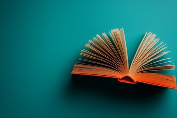Open Book On Teal Background