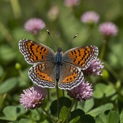 Sunlit Escape: A Lunge’s Metal mark Butterfly in Clover Paradise