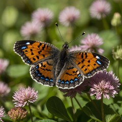 Obraz premium Radiant Calm: A Lunge’s Metal mark Butterfly in Clover Fields