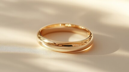 A classic gold bracelet resting on a smooth, clean background, showcasing its shape and shine, with copy space available.