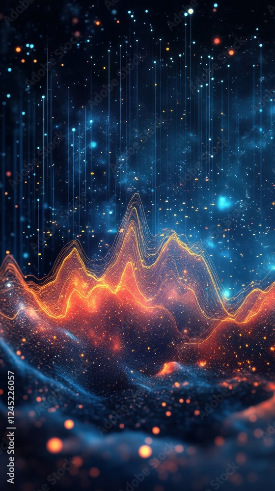 Poster stunning abstract data visualization with vibrant colors and patterns